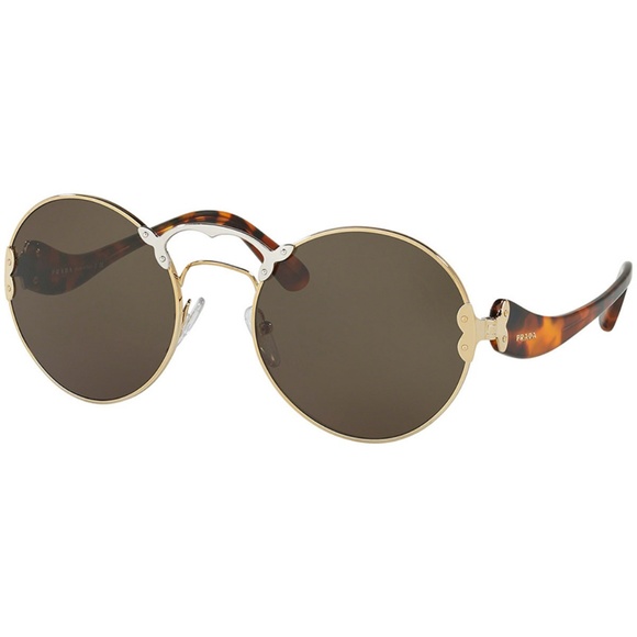 Prada Accessories - Prada Sunglasses Pale Gold/Silver w/Green